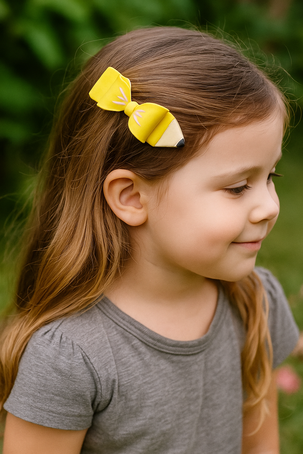 Clay Pencil Bow Hair Clip
