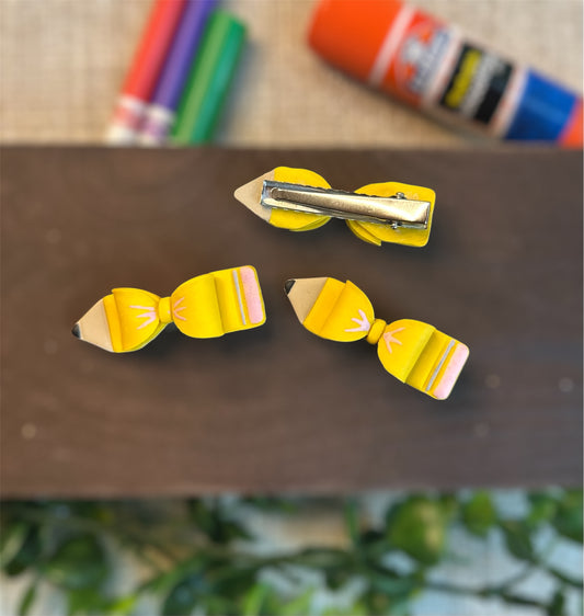 Clay Pencil Bow Hair Clip