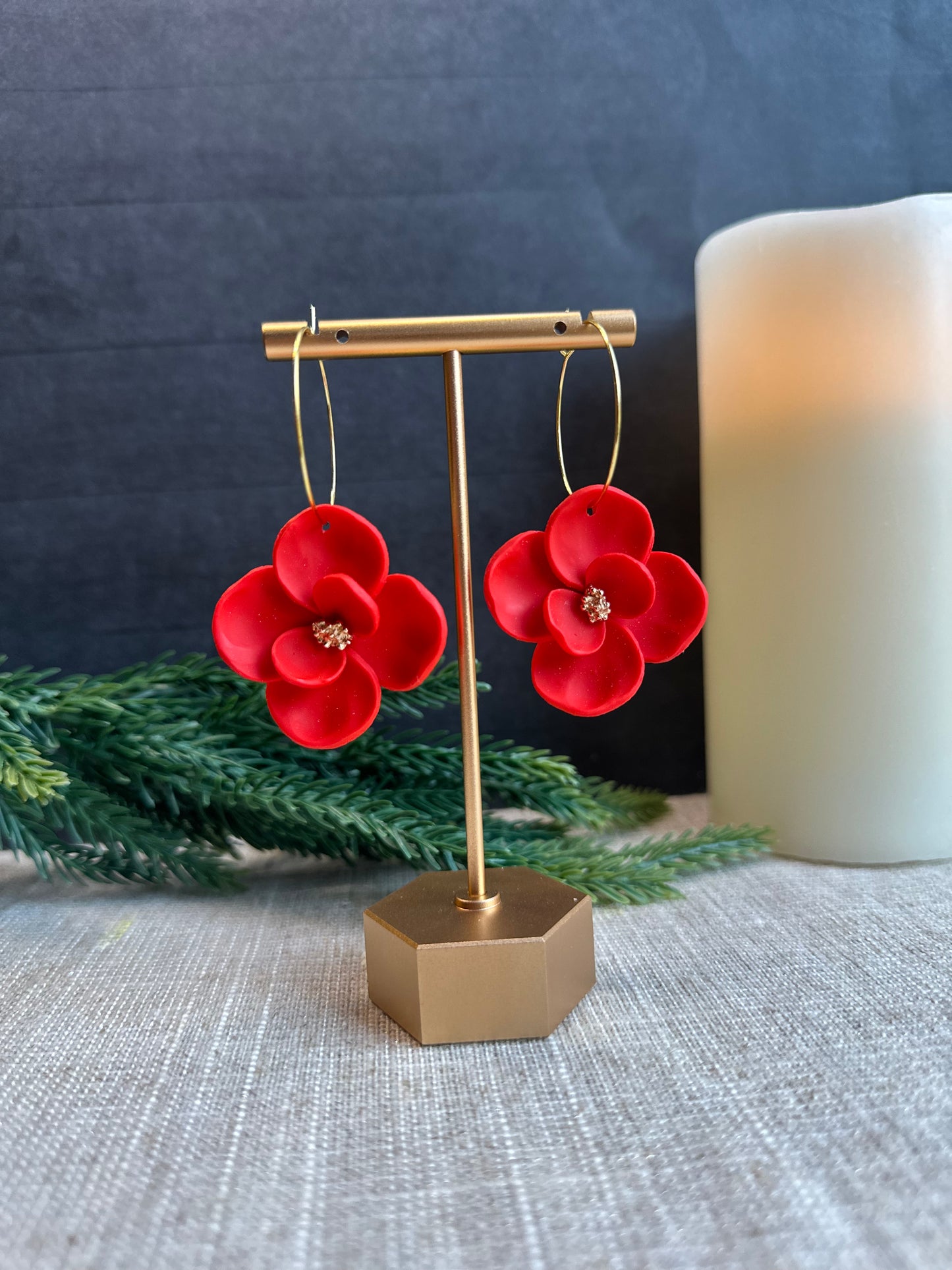 Large Clay Flower Earrings