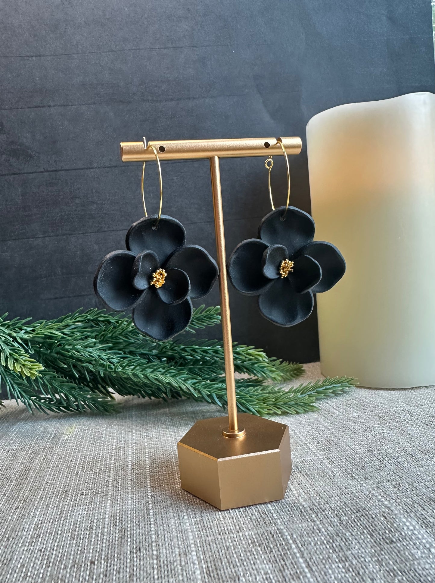 Large Clay Flower Earrings
