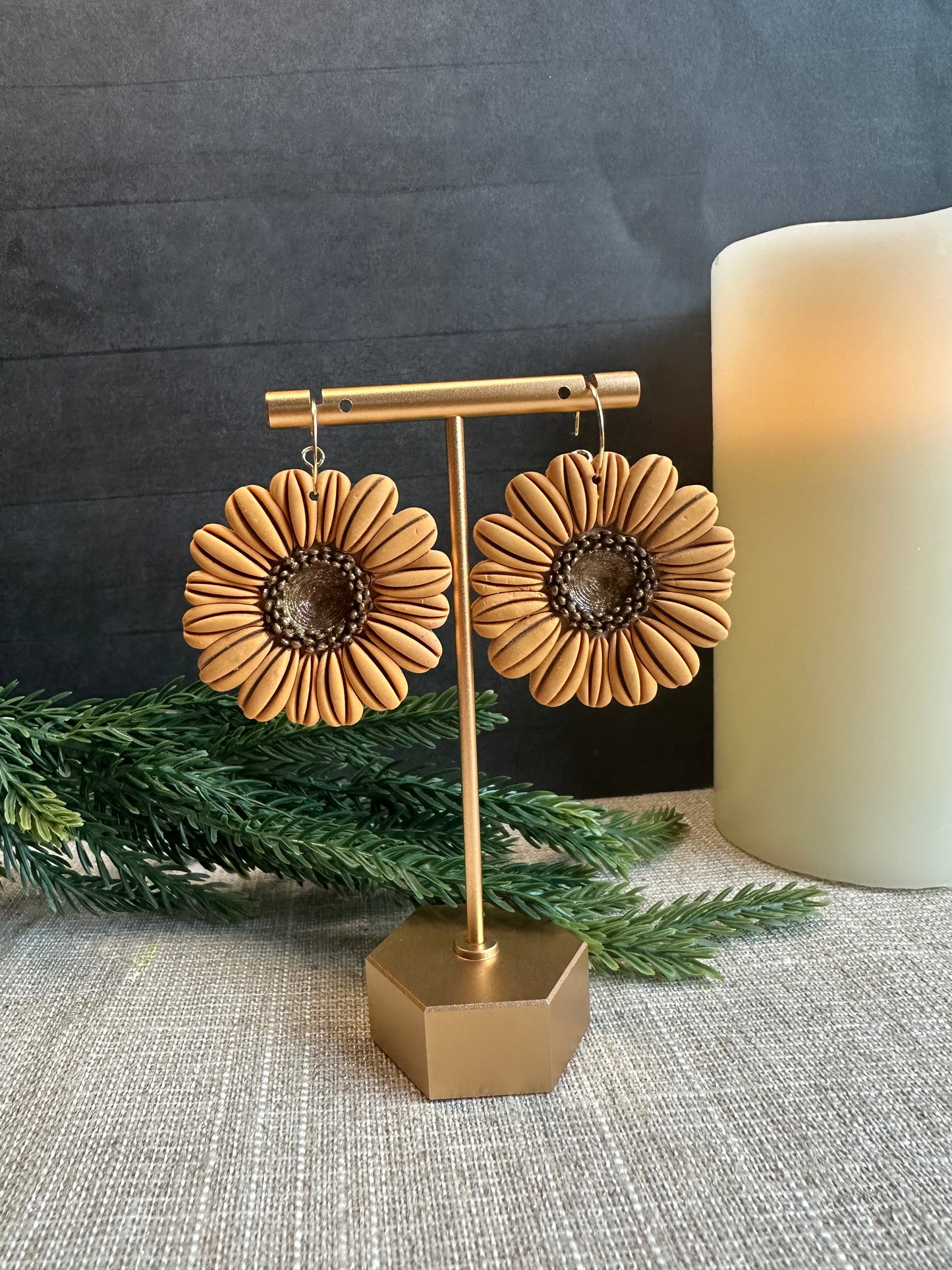 Sunflower Clay Earrings