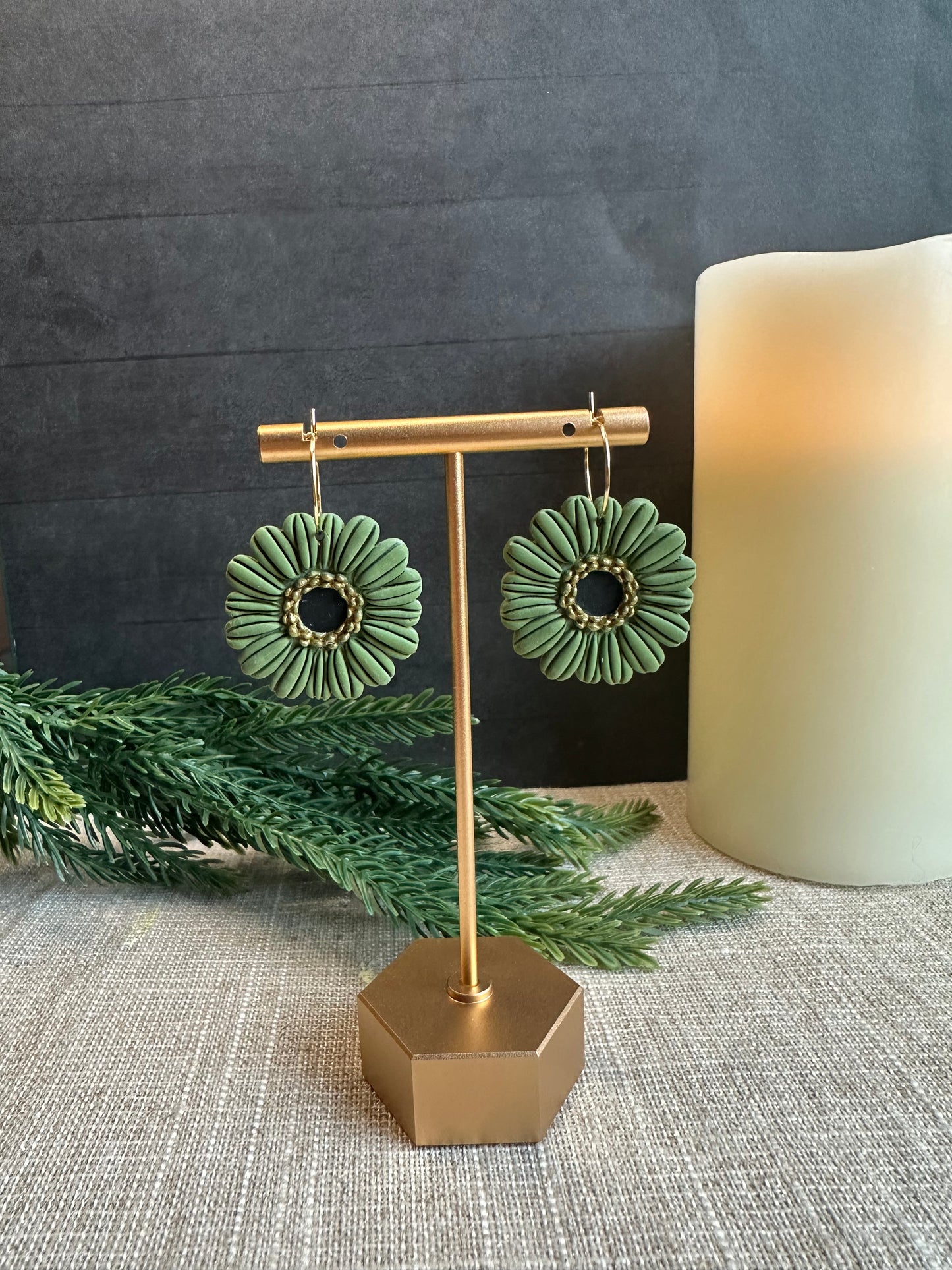 Sunflower Clay Earrings